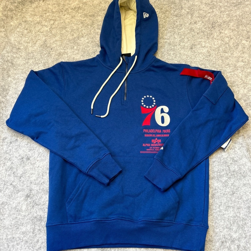 NWT Alpha Industries Philadelphia 76ers Hoodie Men Small NBA New Era $115